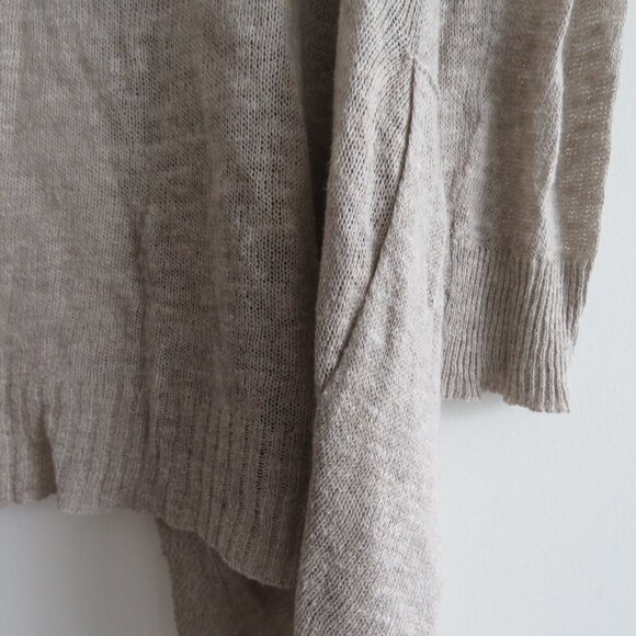 WHITE + WARREN Linen Knit Open Front Hooded Cardigan in Oatmeal Beachy Coastal - Picture 10 of 12